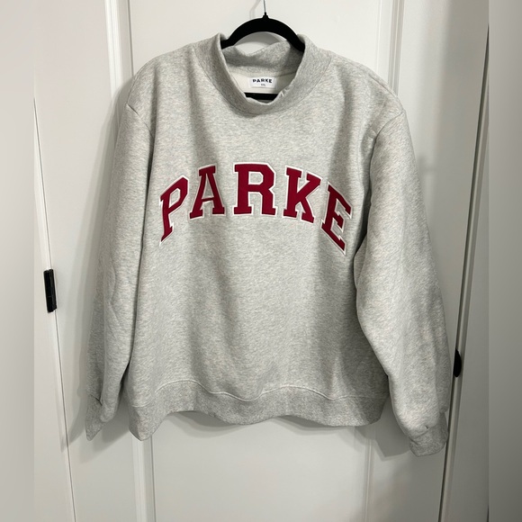 Parke Valentine's Varsity Mock neck - Classic Grey + Crimson - Picture 8 of 15